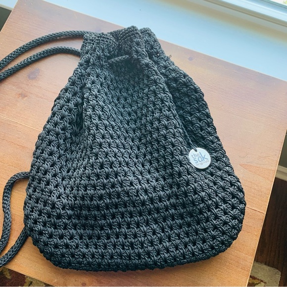The Sak Handbags - NWOT The Sak Bag Backpack Black Crochet Macrame Classic Versatile Drawstring